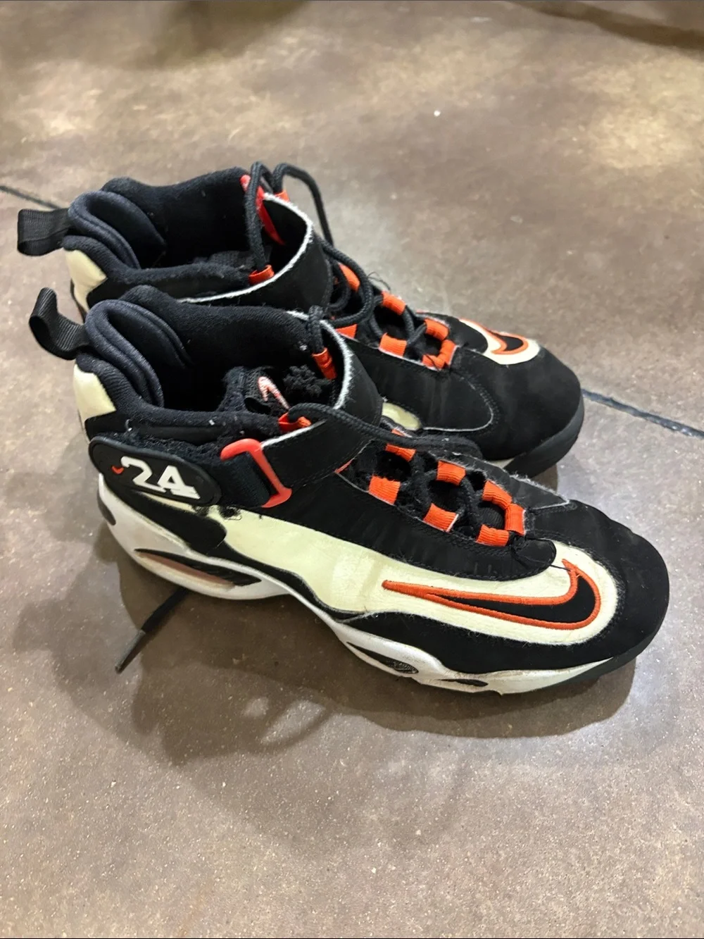 Nike Kids Black, Orange & White High-Top Sneakers with Bold Swoosh